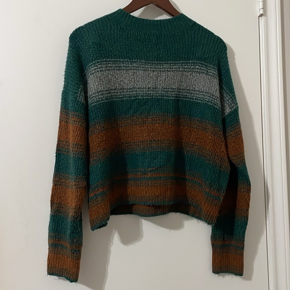American Eagle Outfitters Green and Brown Crewneck Sweater Size M - Picture 2 of 5